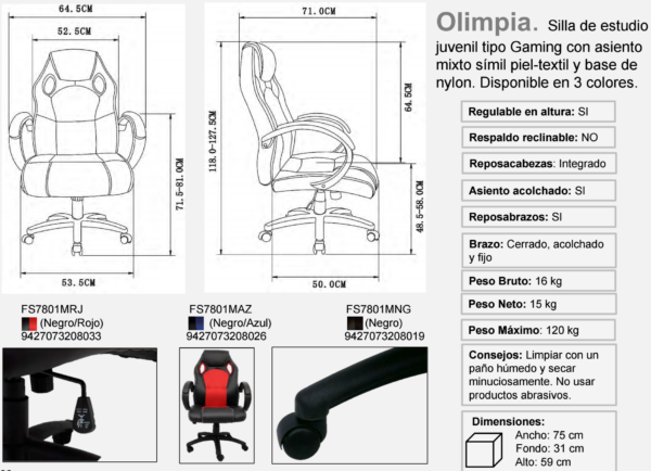 Silla Ordenador Olimpia - Imagen 4